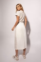 Conjunto de Saia com Fenda Frontal e Blusa Off White