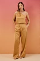 Conjunto de Calça e Blusa Ombro Único Ferrugem