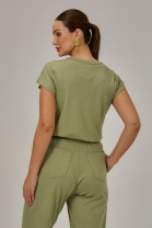 Conjunto de Cal&ccedil;a e Blusa Bicolor Verde