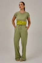 Conjunto de Cal&ccedil;a e Blusa Bicolor Verde