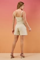 Conjunto de Short Saia e Cropped Bege