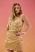 Conjunto de Short Saia e Blusa Bege