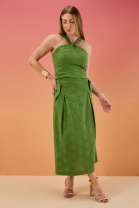 Conjunto Bordado de Saia e Cropped Verde