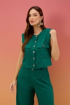 Conjunto de Cal&ccedil;a C&oacute;s Alto e Colete Verde