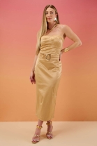 Vestido Longo Tomara que Caia Dourado