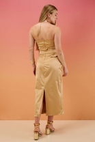 Vestido Longo Tomara que Caia Dourado