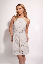 Vestido Curto Bordado Cru