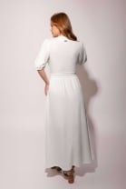 Vestido Longo com Mangas Bufantes Off White