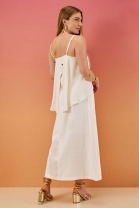 Conjunto de Saia e Blusa com Sobreposição Off White