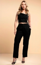 Conjunto de Calça e Cropped Trançado Preto