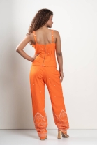 Conjunto de Calça e Bata Bordada Laranja