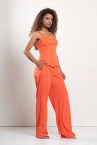 Conjunto de Calça e Blusa Alça Fina Laranja