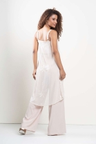 Conjunto de Calça e Blusa com Transparência Cru