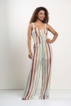 Conjunto de Calça e Cropped em Tela Colorido