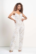 Conjunto de Calça e Cropped Off White Estampado