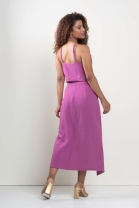 Conjunto de Saia com Transpasse e Blusa de Alça Fina Fucsia