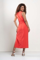 Conjunto de Saia e Cropped com Recortes Vermelho 