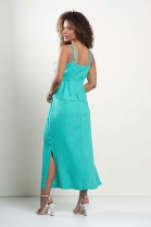 Conjunto de Saia Longa e Blusa Bata Verde