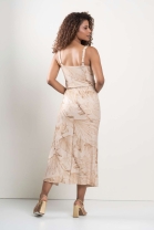 Conjunto de Saia Midi e Cropped de Alça Estampado