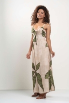 Vestido Longo com Amarração no Busto Estampado