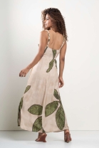 Vestido Longo com Amarração no Busto Estampado