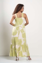 Vestido Longo de Alça de Corda Estampado Verde
