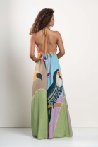 Vestido Longo Frente Única Estampado 