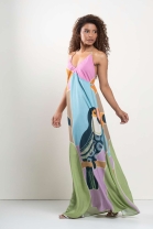 Vestido Longo Frente Única Estampado 