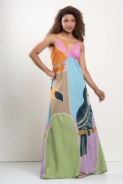 Vestido Longo Frente Única Estampado 