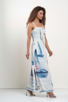 Vestido Longo Laço no Busto Estampado