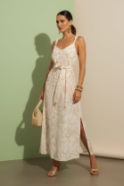 Vestido Longo com Estampa Animal Print