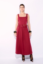 Conjunto de Saia e Cropped com Decote Reto Vinho