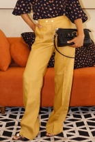 Calça Cós Alto Mostarda