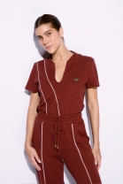 Conjunto de Cal&ccedil;a e Blusa com Decote V Vermelho