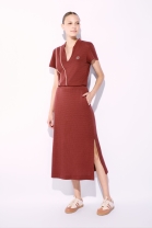 Vestido M&iacute;di com Decote em V Vinho