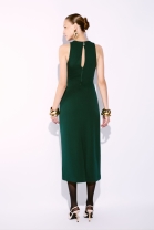 Vestido M&iacute;di com Recorte na Cintura Verde