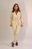 Conjunto de Calça e Blazer com Amarração Bege