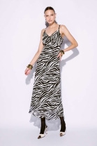 Vestido M&iacute;di com Estampa em Animal Print Zebra