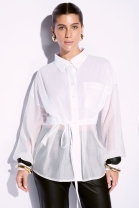 Camisa com Transpar&ecirc;ncia Off White