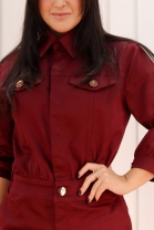 Vestido Curto com Manga Longa Bordô