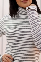 Blusa Manga Longa e Gola Alta Listrada Preta