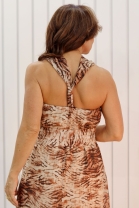 Vestido Longo com Costas Decotada Estampado