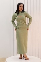 Vestido Mídi com Sobreposição Verde