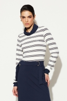 Conjunto de Saia Mídi e Blusa Listrada