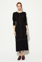Vestido Mídi Manga Longa Preto