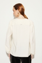 Camisa com Mangas Bufantes Off White