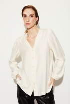 Camisa com Mangas Bufantes Off White