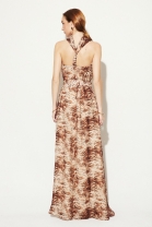 Vestido Longo com Costas Decotada Estampado