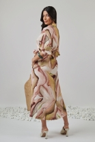 Vestido M&iacute;di com Abotoamento Frontal Estampado