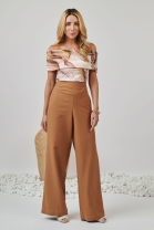 Conjunto de Cal&ccedil;a e Body Ombro a Ombro Estampada